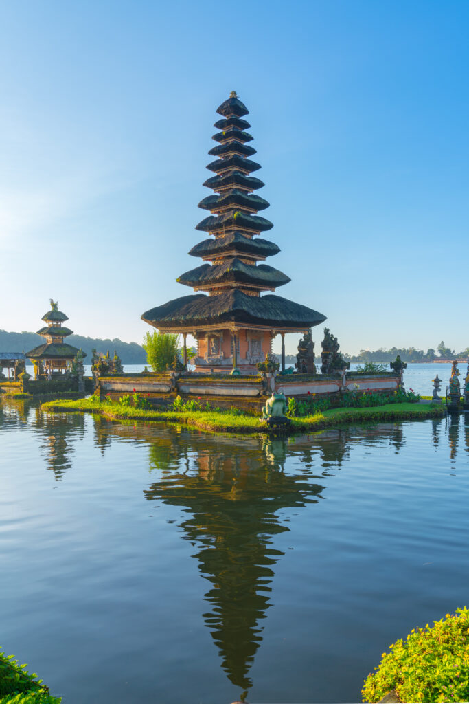 Pura Ulun Danu temple Beratan lake. - water temple in Bali, Indonesia.
