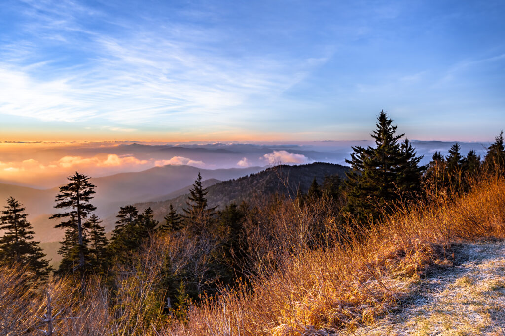 Sunrise view form Clingmans dome ,Great Smoky Mountains National Park, North Carolina USA