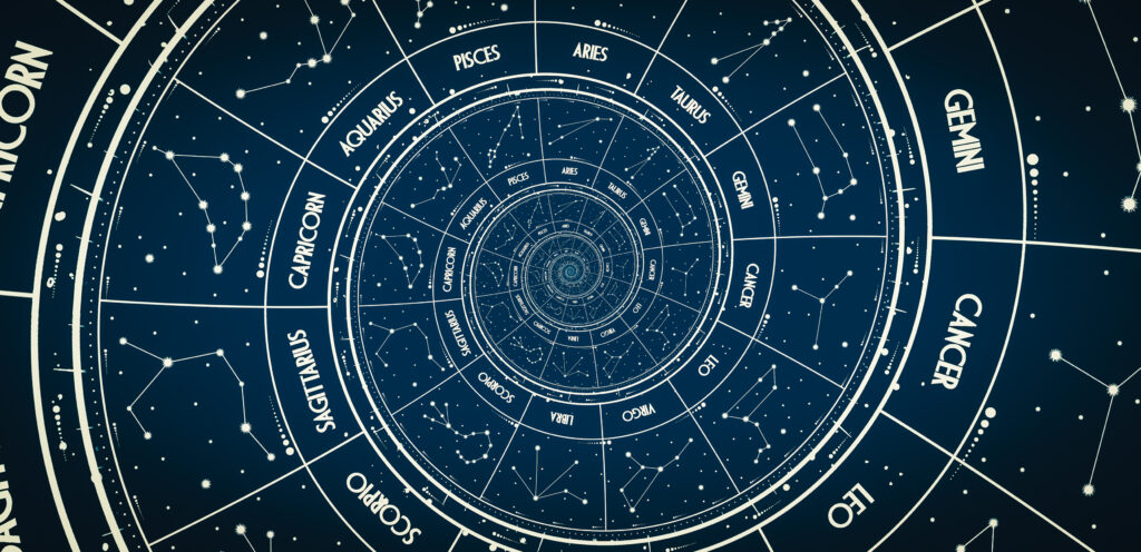 Droste effect background. Abstract design for concepts related to astrology, fantasy, time and magic.